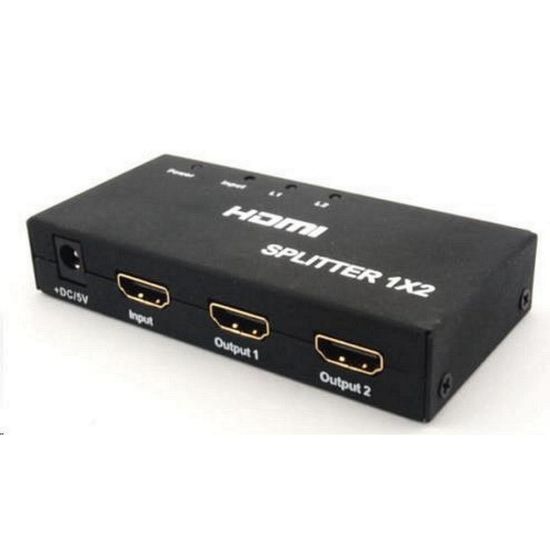 Obrázek PREMIUMCORD HDMI splitter 1- 2 porty kovový s napájením, 4K, FULL HD, 3D