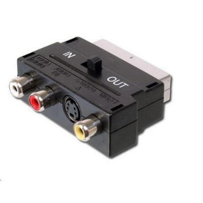 Obrázek PremiumCord Adapter SCART- 3x cinch + S- video s přepínačem IN/ OUT