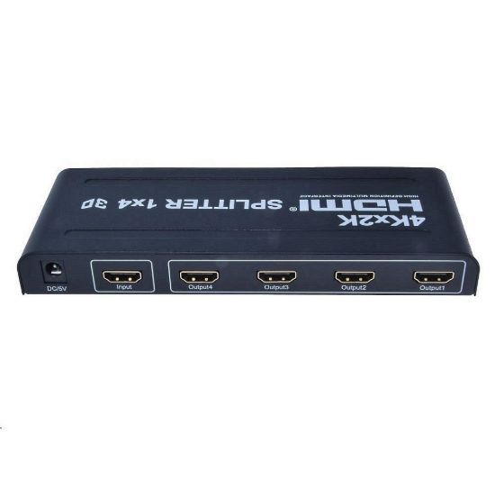 Obrázek PremiumCord HDMI splitter 1- 4 porty, kovové pouzdro, 4K, FULL HD, 3D