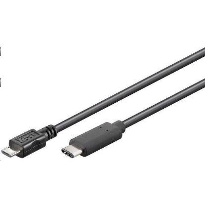 Obrázek PremiumCord Kabel USB 3.1 konektor C/ male - USB 2.0 Micro- B/ male, černý, 0, 6m