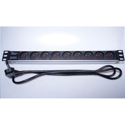 Obrázek PremiumCord Panel napájecí do 19" racku 1U, 9 x 230V, 2m kabel
