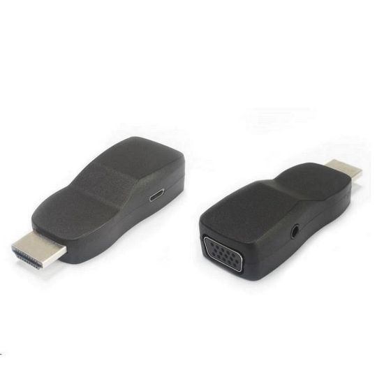 Obrázek PREMIUMCORD Převodník HDMI na VGA miniaturní provedení se zvukem a napájecím konektorem - černý