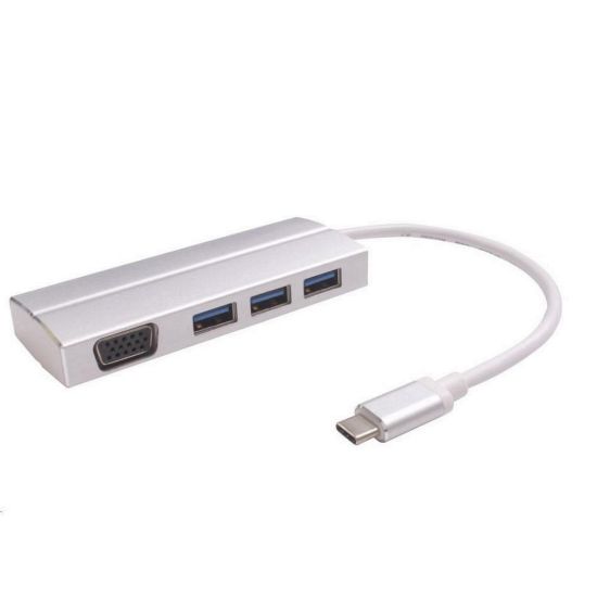 Obrázek PREMIUMCORD Adaptér USB 3.1 Type- C male na VGA female + 3x USB 3.0, aluminum