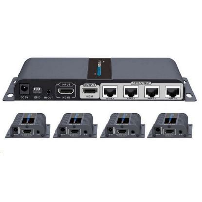 Obrázek PREMIUMCORD HDMI 1- 4 splitter+extender po CAT6/ 6a/ 7, FULL HD, 3D