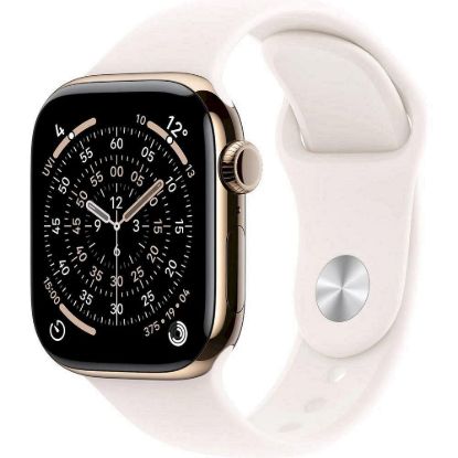 Obrázek Apple Watch Series 11 GPS + Cellular 42mm Gold Titanium Case with Light Blush Sport Band - S/ M