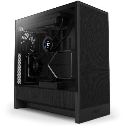 Obrázek NZXT skříň H5 Flow edition / 2 x 120 mm fan / USB 3.0 / USB- C 3.1 / průhledná bočnice / mesh panel / černá