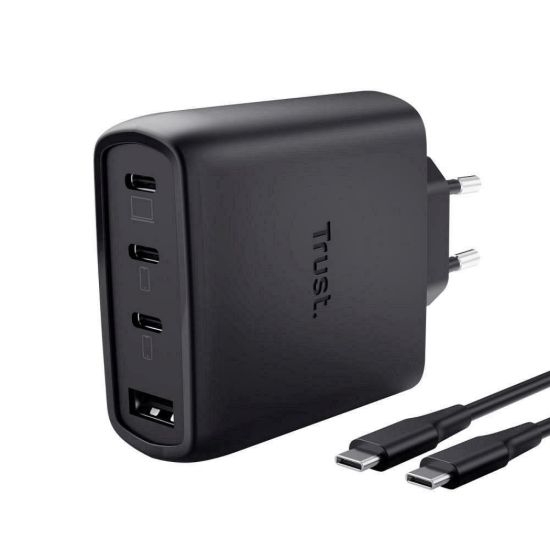 Obrázek TRUST GaN Nabíječka MAXO 65 W, 3xUSB- C, 1xUSB- A, černá
