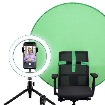 Obrázek TRUST Kruhové Světlo + Green Screen Maku+ 2- in- 1 Streaming Kit