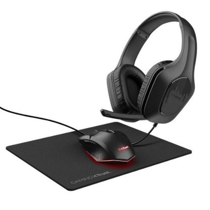 Obrázek TRUST Sada sluchátka + myš + mousepad GXT 790 3v1 Gaming Bundle, černá
