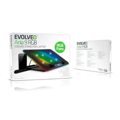 Obrázek EVOLVEO A101RGB, chladící podložka pro notebook, 2x ventilátor, RGB podsvícení