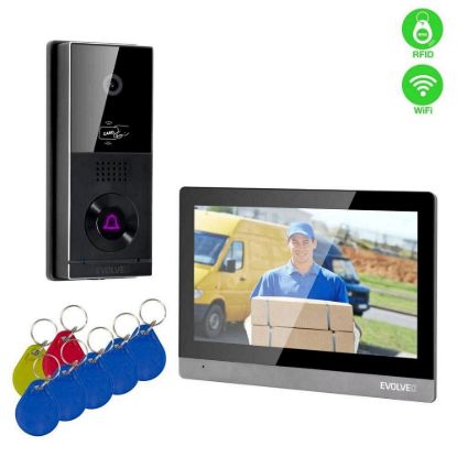 Obrázek EVOLVEO DoorPhone AHD10, Sada domácího WiFi videotelefonu s ovládáním dveří a RFID, černo stříbrný 10" monitor, 32 GB