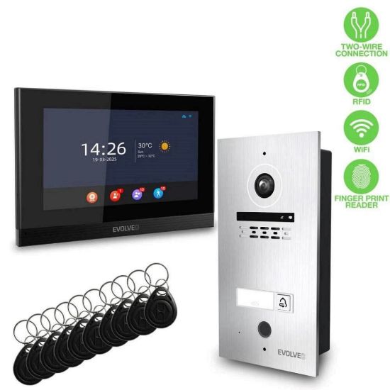 Obrázek EVOLVEO DoorPhone ID- 1, 2drátový videotelefon s RFID, otiskem prstu a podporou ONVIF kamer