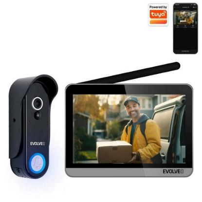 Obrázek EVOLVEO DoorPhone W7, Sada domácího bezdrátového videotelefonu s WiFi černý stříbrný monitor