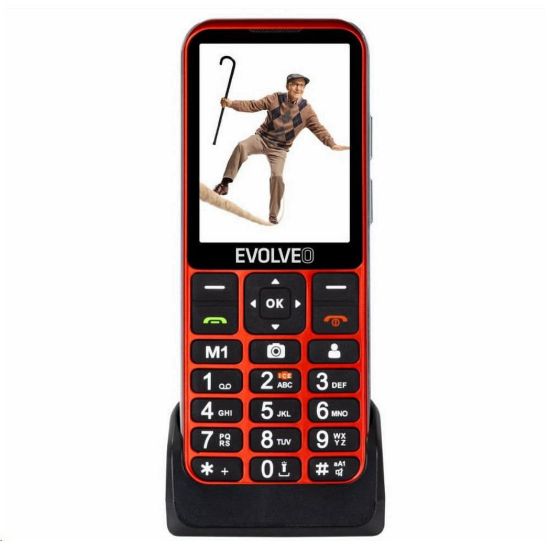 Obrázek EVOLVEO EasyPhone LT, mobilní telefon pro seniory s nabíjecím stojánkem, červená