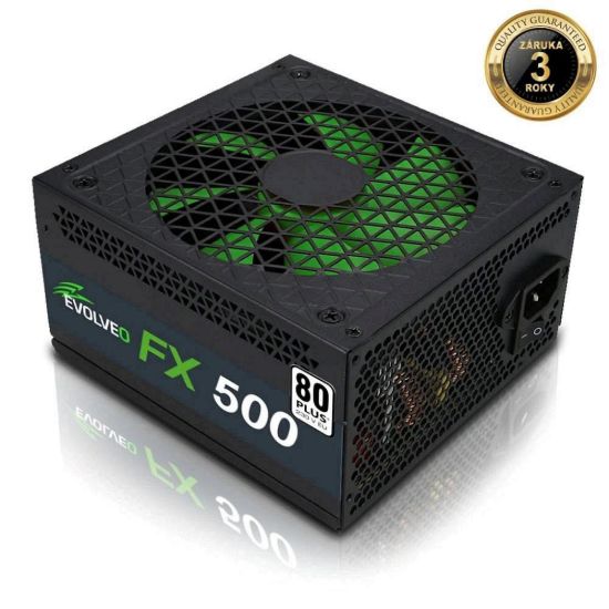 Obrázek EVOLVEO FX 500, zdroj 500 W ATX, 14cm, tichý, 80+ White, záruka 3 roky, černý