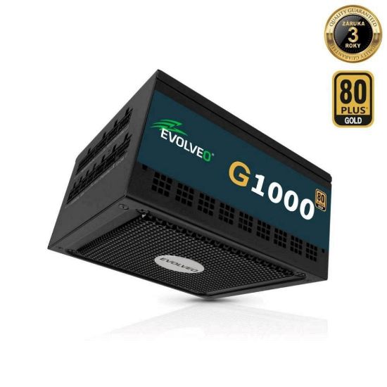 Obrázek EVOLVEO G1000, zdroj 1000 W, 80+ GOLD, ATX 3.1, aPFC, 140 mm ventilátor, plně modulární, záruka 3 roky, černý