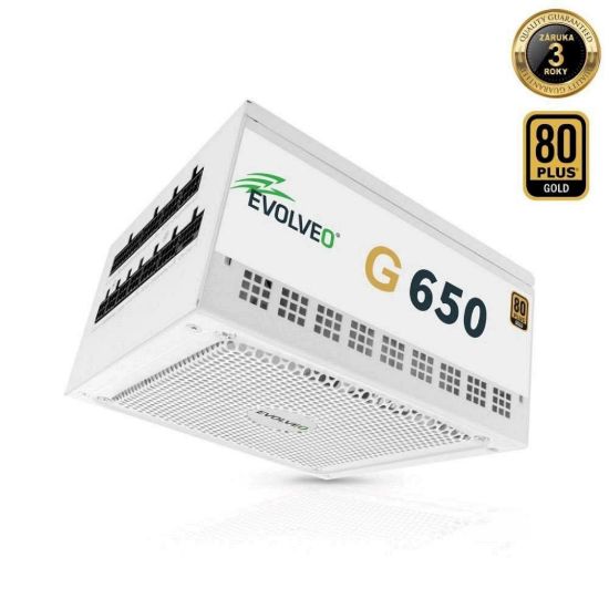 Obrázek EVOLVEO G650, zdroj 650 W, 80+ GOLD, ATX 3.1, aPFC, 140 mm ventilátor, plně modulární, záruka 3 roky, bílý