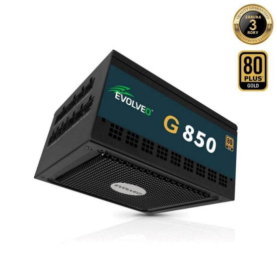 Obrázek EVOLVEO G850, zdroj 850 W, 80+ GOLD, ATX 3.1, aPFC, 140 mm ventilátor, plně modulární, záruka 3 roky, černý