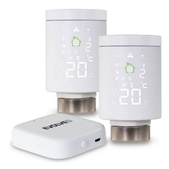 Obrázek EVOLVEO Heat M30 Starter Pack, 2× chytrá termostatická hlavice na radiátor & centrální jednotka