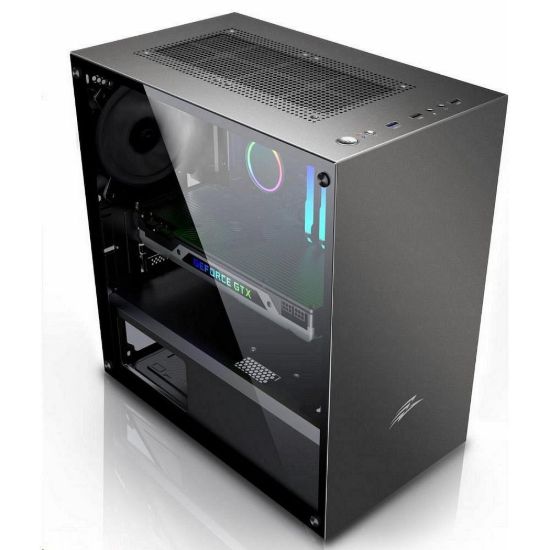 Obrázek EVOLVEO M4, case mATX, 1 x 120mm PWM ventilátor, průhledná bočnice, černá