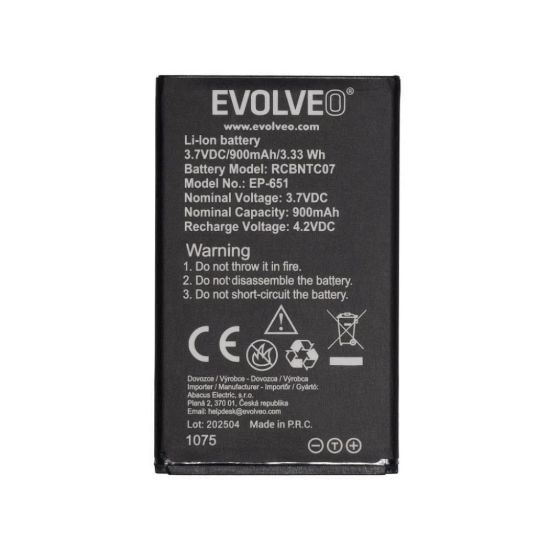 Obrázek EVOLVEO originální baterie 900 mAh pro EasyPhone XG (EP- 650)