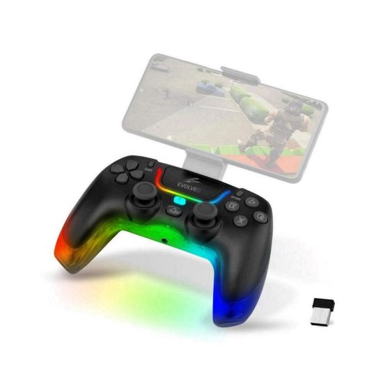 Obrázek EVOLVEO Ptero2, bezdrátový & drátový gamepad pro PC, PS3/ 4/ 5, iOS, Android, Switch, černý