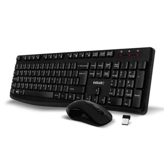 Obrázek EVOLVEO Set klávesnice a myši K1050, Bezdrátové 2.4GHz, US INTL, černá
