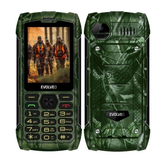 Obrázek EVOLVEO StrongPhone H1, vodotěsný odolný Dual SIM telefon, kamufláž