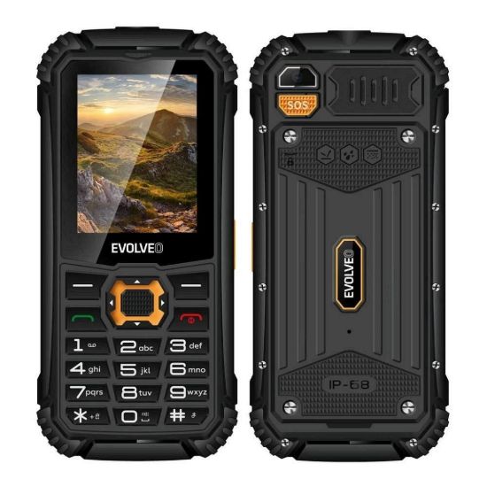 Obrázek EVOLVEO StrongPhone Q1, vodotěsný odolný Dual SIM telefon, černo- oranžový