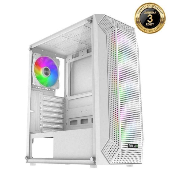 Obrázek EVOLVEO Xenon, skříň ATX, 4x ARGB ventilátor 120mm, přední panel airflow mesh, bílá