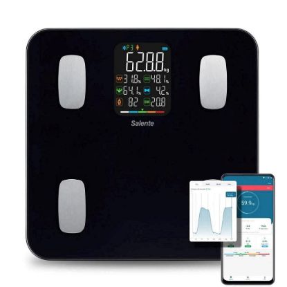 Obrázek Salente MaxFit, chytrá osobní diagnostická fitness váha, Bluetooth, černá