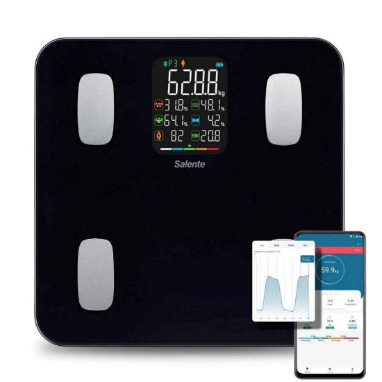 Obrázek Salente MaxFit, chytrá osobní diagnostická fitness váha, Bluetooth, černá