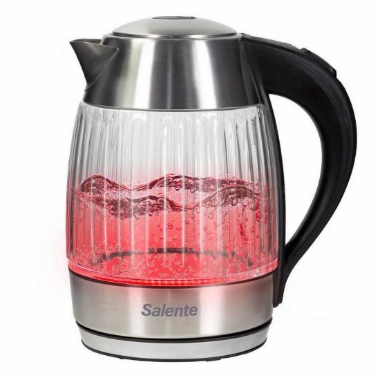 Obrázek Salente StripeGlass, rychlovarná konvice 1, 8 l, nerez/ skleněná, červené podsvícení
