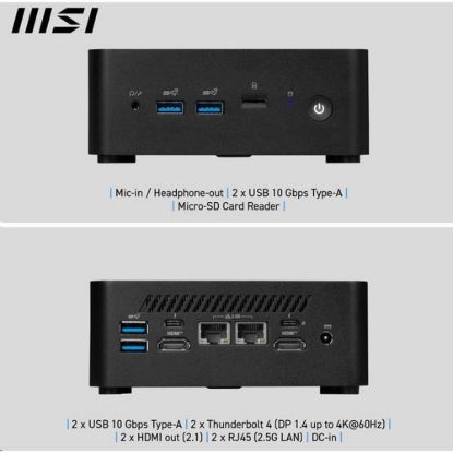 Obrázek MSI PC Cubi Z 8M- 040BEU, Ryzen 7 255, 16 GB, N/ A, N/ A, No OS, Black