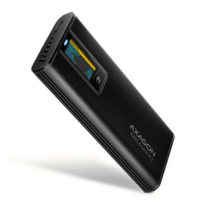 Obrázek AXAGON EEM2- SD2B, USB- C 10Gbps externí box s displejem pro M.2 NVMe/ SATA SSD, bezšroubkový, černý