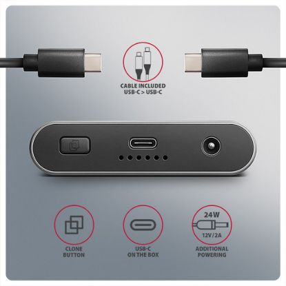 Obrázek AXAGON EEM2- 20GD, USB- C 20Gbps externí box pro dva M.2 NVMe SSD s funkcí klonování