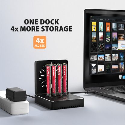 Obrázek AXAGON ADSA- M2C44, USB4 dokovací stanice pro 4× M.2 NVMe SSD s funkcí klonování