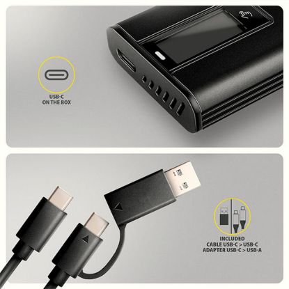 Obrázek AXAGON EEM2- SD2B, USB- C 10Gbps externí box s displejem pro M.2 NVMe/ SATA SSD, bezšroubkový, černý