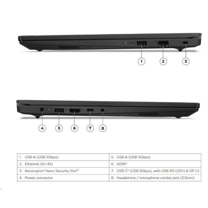 Obrázek LENOVO NTB V15 G5 - 3 100U, 15.6" FHD TN, 16 GB, 512SSD, HDMI, Int. Intel Graphics, BezOS, 2Y CC