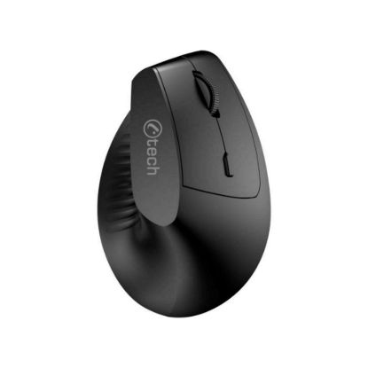 Obrázek C- TECH Myš VEM- 15, vertikální, Dual mode, bezdrátová, BT5.0 + 2, 4GHz, 1600DP I, baterie 400 mAh, černá