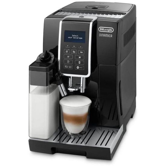 Obrázek DeLonghi Dinamica ECAM 350.55.B automatický kávovar, 15 bar, vestavěný mlýnek, mléčný systém, zásobník na mletou kávu