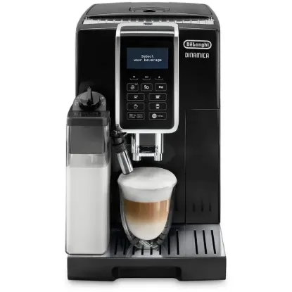 Obrázek DeLonghi Dinamica ECAM 350.55.B automatický kávovar, 15 bar, vestavěný mlýnek, mléčný systém, zásobník na mletou kávu