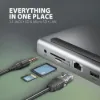 Obrázek AXAGON HMC- 4KX3 USB 5Gbps hub, 3x USB- A, 2x HDMI, DP, RJ- 45 GLAN, SD/ microSD, audio, PD 100 W, kabel USB- C 40cm