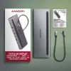 Obrázek AXAGON HMC- 4KX3 USB 5Gbps hub, 3x USB- A, 2x HDMI, DP, RJ- 45 GLAN, SD/ microSD, audio, PD 100 W, kabel USB- C 40cm