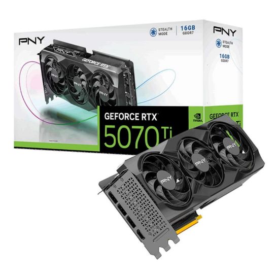 Obrázek PNY VGA Nvidia GeForce RTX 5070 Ti 16 GB Triple Fan, RTX 5070 Ti, 16 GB DDR7, 3xDP, 1xHDMI