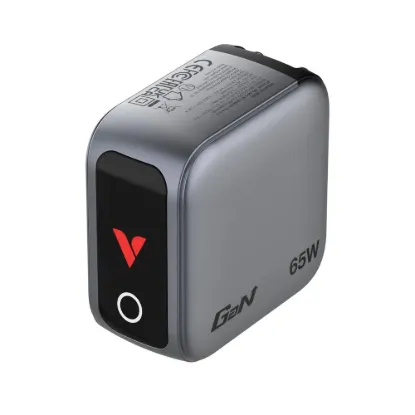 Obrázek VERBATIM Mini GaN Nabíječka s displejem 65 W, 2xUSB- C, 1xUSB- A, šedá