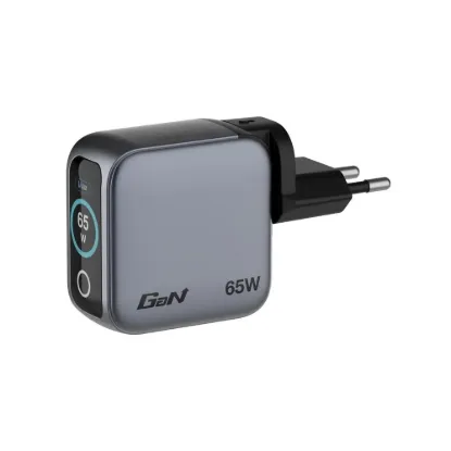 Obrázek VERBATIM Mini GaN Nabíječka s displejem 65 W, 2xUSB- C, 1xUSB- A, šedá