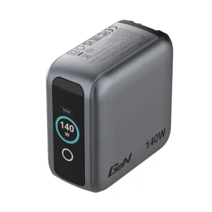 Obrázek VERBATIM Mini GaN Nabíječka s displejem 140 W, 3xUSB- C, 1xUSB- A, šedá