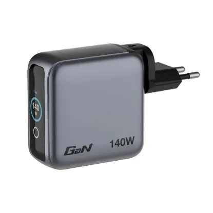 Obrázek VERBATIM Mini GaN Nabíječka s displejem 140 W, 3xUSB- C, 1xUSB- A, šedá