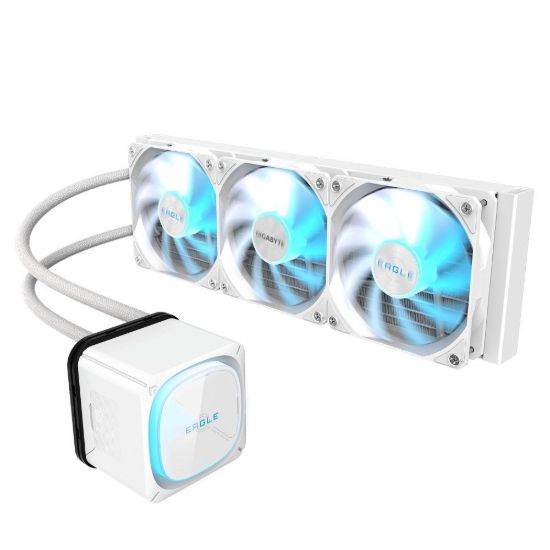 Obrázek GIGABYTE Vodní chladič EAGLE ICE 360, 3 x 120mm, ARGB, LGA1851, AM5, bílá